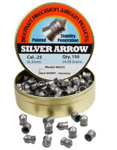 Beeman Silver Arrow .25 Cal, 24.38 Grains, Pointed, 150ct