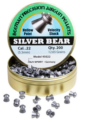 Beeman Silver Bear .22 Cal, 12.65 Grains, Hollowpoint, 200ct