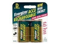 BATTERY, ENERGIZER 2PK D RECHARGE