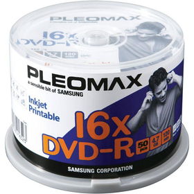 16x Write-Once DVD-R With White Ink Jet Hub Printable Surface - 50 Disc Spindlewrite 