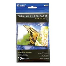 BAZIC 4"" x 6"" Glossy Photo Paper (10/Pack) Case Pack 24bazic 