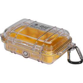 Yellow 1010 Micro Case with Clear Lid and Carabineer