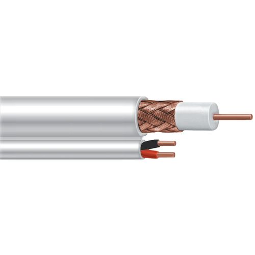 VEXTRA V5918RNBW RG59 Cable with Two 18-Gauge Wire, 500 ft (White)vextra 