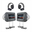POWER ACOUSTIK HDVD-9GRDK 8.8"" Preloaded Universal Headrest Monitors with Twin DVD Player Combo & 2 Pair of Headphones (Dark Gray)