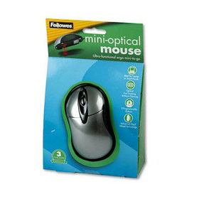 Fellowes 98901 - Optical Mini Mobile Mouse, Three-Button/Scroll, Programmable, SR/BLK