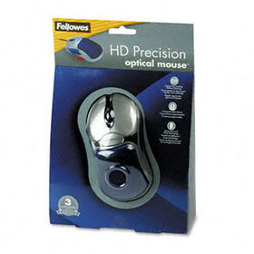 Optical HD Precision Gel Mouse, Five-Button/Scroll, Blue/Silverfellowes 
