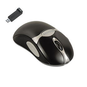 Optical Cordless Mouse, Antimicrobial, Five-Button/Scroll, Black/Silverfellowes 