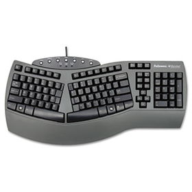 Ergonomic Split-Design Keyboard w/Antimicrobial Protection, 117 Keys, Blackfellowes 