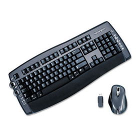 Kensington 64390 - PilotBoard Wireless Laser Keyboard/Optical Mouse Combo, 30ft Range, USB, Black