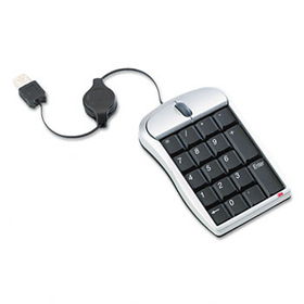 3M LX451 - Optical Mouse w/Numeric Keypad, Two-Button/Scroll, Black/Silver