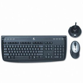 Logitech 920000526 - 1500 Wireless Rechargeable Keyboard & Mouse Combo, USB/PS/2, Black