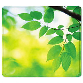 Recycled Mouse Pad, Nonskid Base, 7-1/2 x 9, Leaves