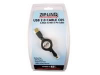 CABLE, RETRACTABLE USB2.0 A TO MINI5cable 