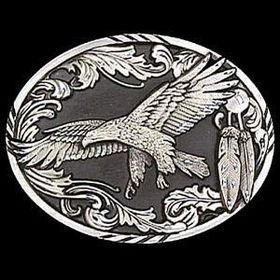 Pewter Belt Buckle - Scroll Eagle (Diamond Cut)pewter 
