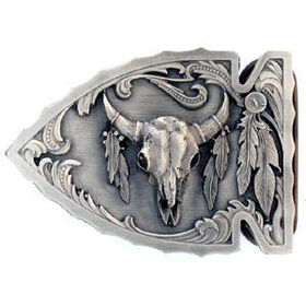 Pewter Belt Buckle - Buffalo Skull (Diamond Cut)pewter 
