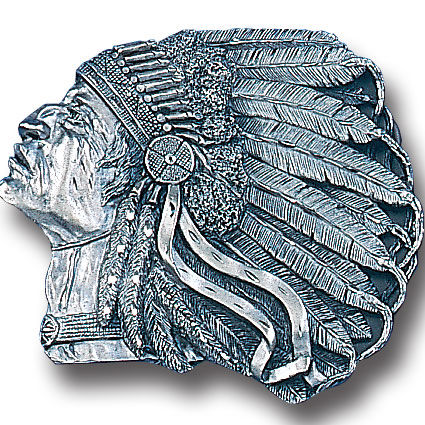 Belt Buckle - Pontiac Indian (Diamond Cut)pewter 