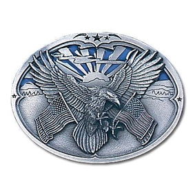 Pewter Belt Buckle - Eagle Carrying Flagspewter 