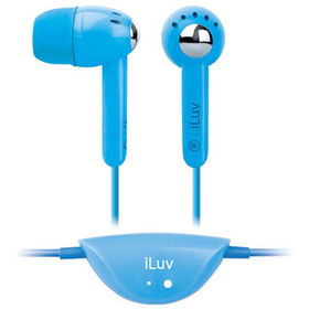 Blue Lightweight In-Ear Earphones With In-Line Volume Control