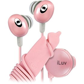 Pink Hi-Fi In-Ear Earphones With Wire Reel And In-Line Volume Control