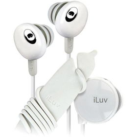 White Hi-Fi In-Ear Earphones With Wire Reel And In-Line Volume Controlwhite 