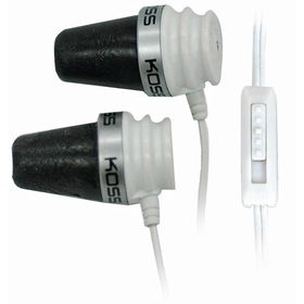 White Lightweight Earbud Stereophone with In-Line Volume Control