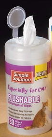 Simple Solution Cat Flushable Hairball Wipes - 30 ct
