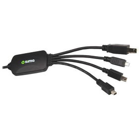 USB Multi Adapter Cable - USB A To USB B, Mini B 5-Pin, Mini B 4-Pin And Mini B 8-Pin Flatusb 