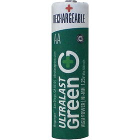 AA Green High-Power Rechargeable Batteries - 2 Packgreen 