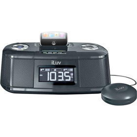 Black Dual Alarm Clock With Bed Shaker For iPodblack 