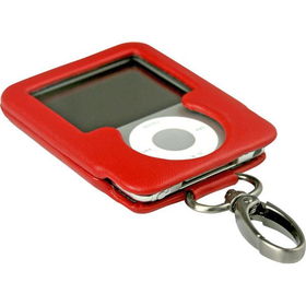 Sienna Red Italian Leather Case With Swivel Clasp For iPod nano 3Gsienna 