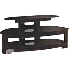 50" 3-Shelf Black Flat Panel HDTV Stand with Angled Backshelf 