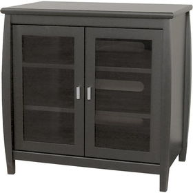 30" Wide Wood Flat Panel Tall-Boy Credenza - Black Finishwide 