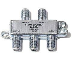 Mini 5-900MHz Coax Splitter - 4-Way Nickel Plated
