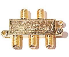 Mini 5-900MHz Gold Plated Coax Splitter - 4-Way Gold Plated