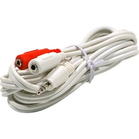 6' 3.5mm Male To 2- 3.5MM Female Y Cable - Whitemale 