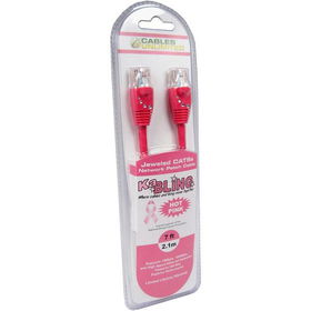 7' Ka-Bling Hot Pink CAT 5e Patch Cable With Bling And Snagless Bootbling 
