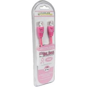 7' Ka-Bling Pink CAT 5e Patch Cable With Bling And Snagless Bootbling 