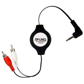 4' Retractable 3.5mm-To-2RCA Audio Cable - Blackretractable 