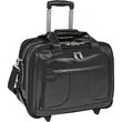 17"" Chicago 2-in-1 Removable-Wheeled Leather Laptop Overnight with Detachable Briefcase-Black