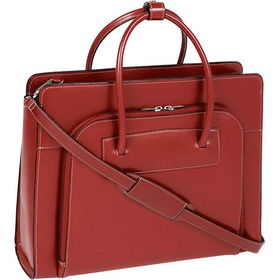15.4"" Lake Forest Leather Ladies' Briefcase with Removable Sleeve-Redlake 