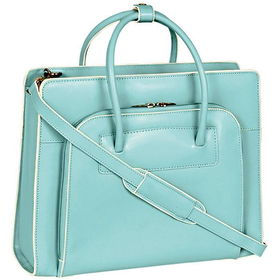 15.4" Lake Forest Aqua Blue Italian Leather Ladies' Notebook Briefcaselake 