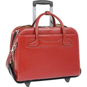17" Willowbrook Red Italian Leather Detachable-Wheeled Ladies' Notebook Briefcasewillowbrook 