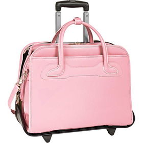 17" Willowbrook Pink Italian Leather Detachable-Wheeled Ladies' Notebook Briefcasewillowbrook 