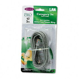 CAT5e Crimped Patch Cable, RJ45 Connectors, 10 ft., Graybelkin 