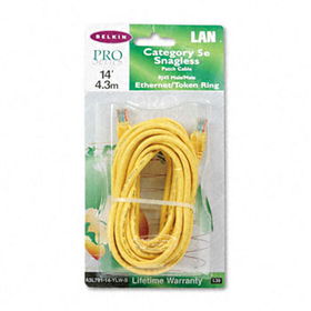 Belkin A3L79114YLWS - CAT5e Snagless Patch Cable, RJ45 Connectors, 14 ft., Yellowbelkin 
