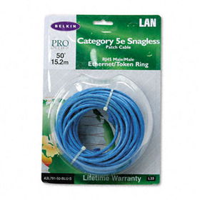 CAT5e Snagless Patch Cable, RJ45 Connectors, 50 ft., Bluebelkin 