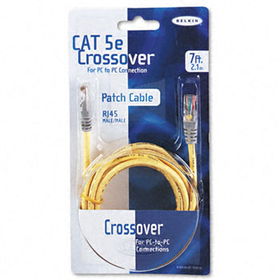CAT5e Crossover Patch Cable, RJ45 Connectors, 7 ft., Yellowbelkin 
