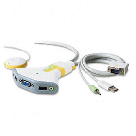 Two-Port KVM USB Switch w/Audio & Built-In Cables, 8-ft.belkin 