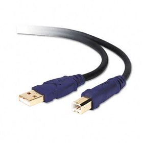 Gold Series High-Speed USB 2.0 Cable, 10 ft., Black/Bluebelkin 