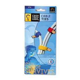 Computer Cable Ties, 6-3/4"" Length, Assorted Colors, 6/Packlogic 